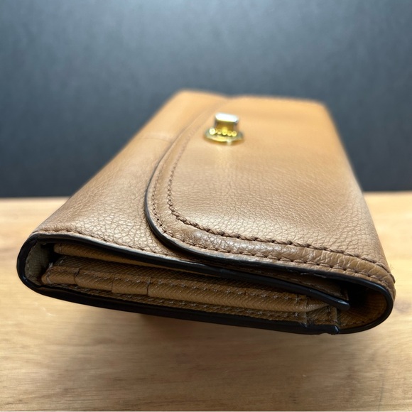 Coach Park Pebbled Leather Turnlock Tan Slim Envelope Wallet VTG EUC - Picture 6 of 15